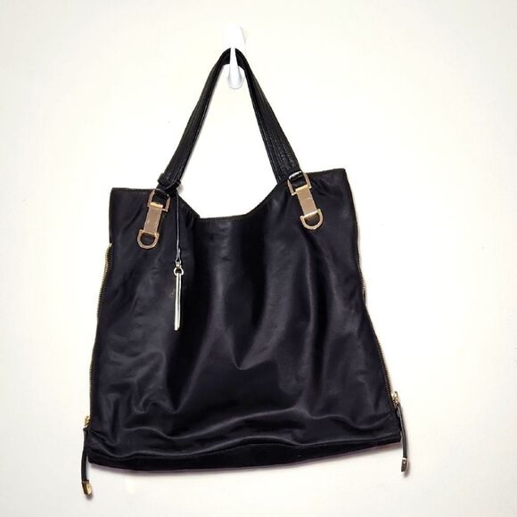 Vince Camuto Purse Convertible Bag Elegant Black Tote Bag Polyester Leather - Picture 1 of 14